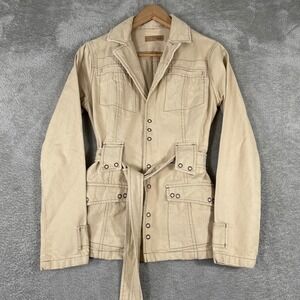 Vintage Y2K Yanuk Utility Safari Jacket Womens Medium Tan Belted 2000s